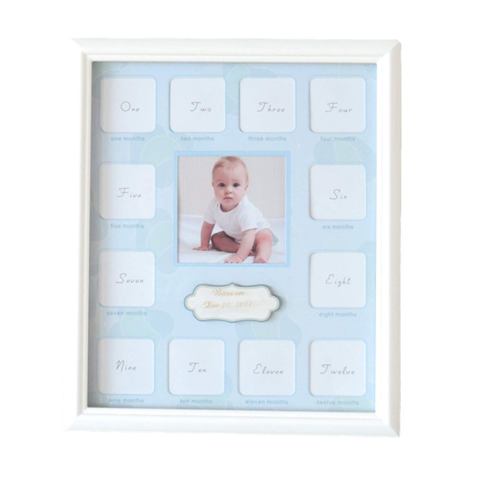 KMAKII Collage Photo Frame for Baby First Year 12 Month Keepsake Picture Photo Frame -Gift for Mom to Be or Expecting Parents-White