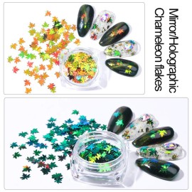 Maple Leaf Glitters & Stickers - Holographic Fall Sequins Flakes Paillette Nail Art Supplies - 5 Boxes Maple Leaf Glitters & Stickers - Holographic Fall Sequins Flakes Paillette Nail Art Supplies - 5 Boxes