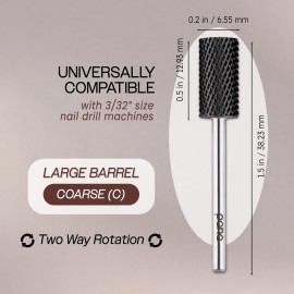 PANA Professional 3/32 Shank Size - Flat Top Large Barrel Carbide Bit - Nail Drill Bit for Dremel Machine (Silver, Gold, DLC Black) (Coarse, DLC Black) PANA Professional 3/32 Shank Size - Flat Top Large Barrel Carbide Bit - Nail Drill Bit for Dremel Machine (Silver, Gold, DLC Black) (Coarse, DLC Black)