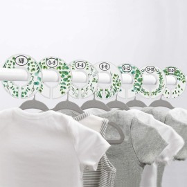Baby Hangers and Closet Size Dividers - 7X Botanical Clothing Dividers with 20x Velvet Hangers for Baby Closets - Nursery Clothes Organizer - Eucalyptus Vines Leaf Plant Greenery Dcor [Botanical]