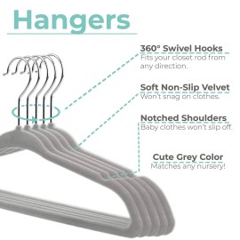 Baby Hangers and Closet Size Dividers - 7X Botanical Clothing Dividers with 20x Velvet Hangers for Baby Closets - Nursery Clothes Organizer - Eucalyptus Vines Leaf Plant Greenery Dcor [Botanical]