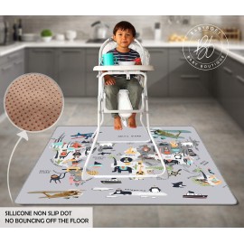 BABYBOET Splat Mat for Baby - Under High Chair Floor Mat Protects Wood, Vinyl and Carpet from Spills - Waterproof 4 Layer Baby Mat with Anti-Skid Backing Deters Bunching and Sliding (51 x 51)