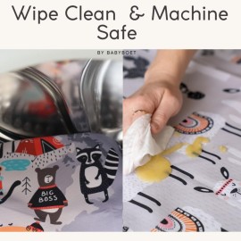 BABYBOET Splat Mat for Baby - Under High Chair Floor Mat Protects Wood, Vinyl and Carpet from Spills - Waterproof 4 Layer Baby Mat with Anti-Skid Backing Deters Bunching and Sliding (51 x 51)