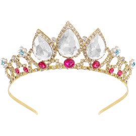 COCIDE Rapunzel Tiaras for Women Gold Crowns for Women Princess Crystal Rhinestone Hair Accessories for Girls Birthday Party Halloween Christmas Decoration