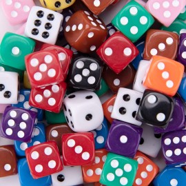 AUSTOR 100 Pieces Dices 12mm Game Dice Set 6 Sided Round Corner Dices for Tenzi, Farkle, Yahtzee, Bunco or Teaching Math