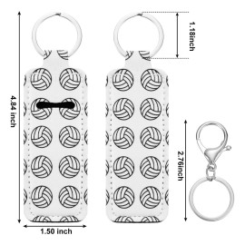 Patelai 16 Pcs Volleyball Lipstick Holder Keychains Balm Lipstick Holder Keychain Lanyard Clip-on Sleeve Pouch with 16 Pcs Metal Clip Cords for Volleyball Sport Party Favor