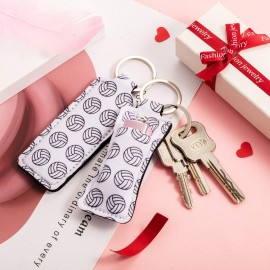 Patelai 16 Pcs Volleyball Lipstick Holder Keychains Balm Lipstick Holder Keychain Lanyard Clip-on Sleeve Pouch with 16 Pcs Metal Clip Cords for Volleyball Sport Party Favor