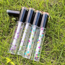 Lip Gloss Brush Wand Tubes Empty, 12 Pack 5ml Lip Gloss Containers with Wand, 12 Black Lip Gloss Tubes with Rubber Stoppers for DIY Lip Gloss Balm (Black)