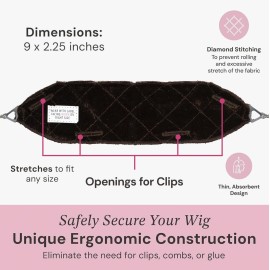 MILANO COLLECTION Glueless Top Grip for Hair Topper & Wiglets, Adjustable Translucent Strap with Side Openings, Top Headband for Your Wig or Topper, Includes Clips, Brown, Large