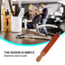 Minkissy Sharpening Strop Belt Double Layer Leather Canvas Razor Knife Strop with Hanging Buckle Polishing Sharpener Strap for Barber Shop Home