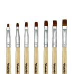 Winstonia FLAT Gel Nail Brush Set 7 Pcs Size 2,4,6,8,10,12,14 - Nail Tips Builder & Overlay, Sculpting, Poly Gel, and Extensions - Flat Shape Brushes Manicure Painting Pens