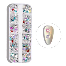SILPECWEE 4 Boxes 3D Nail Art Rhinestone And Crystal Kit Metal Nail Studs Colorful Gem Manicure Jewelry Decoration With 1Pc Tweezers And Picker Pencil