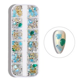 SILPECWEE 4 Boxes 3D Nail Art Rhinestone And Crystal Kit Metal Nail Studs Colorful Gem Manicure Jewelry Decoration With 1Pc Tweezers And Picker Pencil