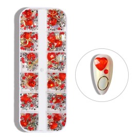 SILPECWEE 4 Boxes 3D Nail Art Rhinestone And Crystal Kit Metal Nail Studs Colorful Gem Manicure Jewelry Decoration With 1Pc Tweezers And Picker Pencil