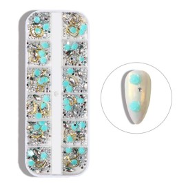 SILPECWEE 4 Boxes 3D Nail Art Decoration Set Flat-black Rhinestone Metal Nail Beads Pearls Nail Crystal Clear Manicure Jewelry With 1Pc Tweezers And Picker Pencil SILPECWEE 4 Boxes 3D Nail Art Decoration Set Flat-black Rhinestone Metal Nail Beads Pearls Nail Crystal Clear Manicure Jewelry With 1Pc Tweezers And Picker Pencil