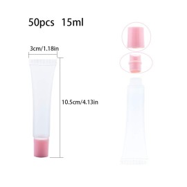 AJLTPA 50Pcs 15ml Lip Gloss Squeeze Tubes, Light Pink Lip Gloss Containers Empty, Refillable Soft Clear Tubes for DIY Lipgloss Balm Cosmetic (Light Pink) AJLTPA 50Pcs 15ml Lip Gloss Squeeze Tubes, Light Pink Lip Gloss Containers Empty, Refillable Soft Clear Tubes for DIY Lipgloss Balm Cosmetic (Light Pink)