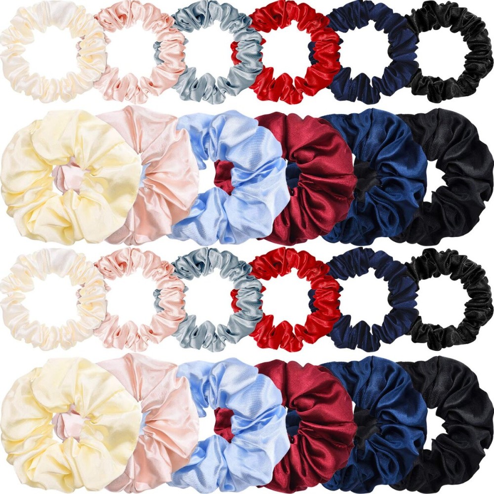 24 Pieces Satin Hair Scrunchies Silk Elastic Hair Bands Skinny Hair Ties Ropes Ponytail Holder for Women Girls Hair Accessories Decorations (Elegant Colors, Plain Pattern) 24 Pieces Satin Hair Scrunchies Silk Elastic Hair Bands Skinny Hair Ties Ropes Ponytail Holder for Women Girls Hair Accessories Decorations (Elegant Colors, Plain Pattern)