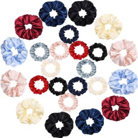 24 Pieces Satin Hair Scrunchies Silk Elastic Hair Bands Skinny Hair Ties Ropes Ponytail Holder for Women Girls Hair Accessories Decorations (Elegant Colors, Plain Pattern) 24 Pieces Satin Hair Scrunchies Silk Elastic Hair Bands Skinny Hair Ties Ropes Ponytail Holder for Women Girls Hair Accessories Decorations (Elegant Colors, Plain Pattern)