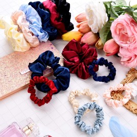 24 Pieces Satin Hair Scrunchies Silk Elastic Hair Bands Skinny Hair Ties Ropes Ponytail Holder for Women Girls Hair Accessories Decorations (Elegant Colors, Plain Pattern) 24 Pieces Satin Hair Scrunchies Silk Elastic Hair Bands Skinny Hair Ties Ropes Ponytail Holder for Women Girls Hair Accessories Decorations (Elegant Colors, Plain Pattern)