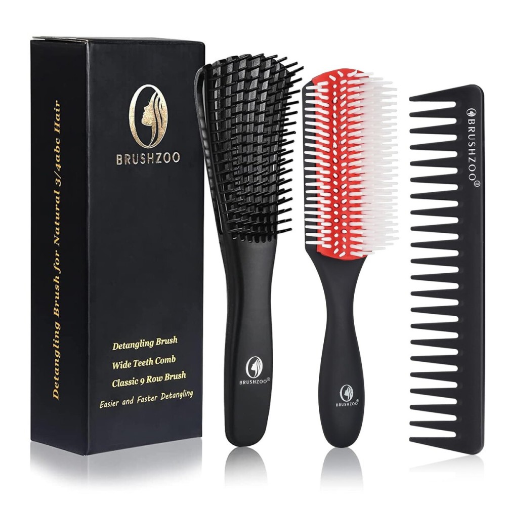 O BRUSHZOO Detangler Hair Brush for Curly Hair, Curly Hair Brush for Natural 3/4abc Hair, Detangling Brush for Women Men Kids Styling Defining