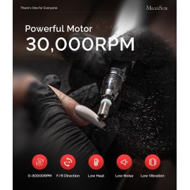 MelodySusie Electric Nail Drill with Foot Pedal, 30000RPM Professional Nail File Bits & Sanding Bands Kit for Acrylic & Gel Nails, Efile Nail Drill Set for Manicure Pedicure Polishing, Scarlet Pink