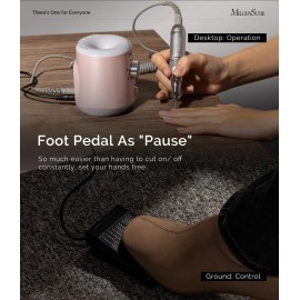 MelodySusie Electric Nail Drill with Foot Pedal, 30000RPM Professional Nail File Bits & Sanding Bands Kit for Acrylic & Gel Nails, Efile Nail Drill Set for Manicure Pedicure Polishing, Scarlet Pink