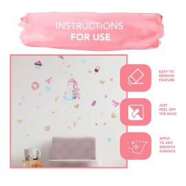 Unicorn Wall Art Decals Gift for Girls Room Decor Watercolor Stickers Bedroom Exultimate