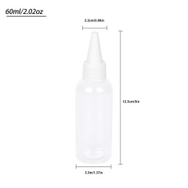 Trendbox 2oz Clear Plastic Bottles Applicator with Twist Top Cap BPA-Free for Hair Oils and Liquids 48 Pack with 48pcs Labels