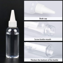 Trendbox 2oz Clear Plastic Bottles Applicator with Twist Top Cap BPA-Free for Hair Oils and Liquids 48 Pack with 48pcs Labels