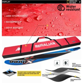 MERALIAN Padded Ski Bag,Waterproof Full Padded Single Ski Travel Bag with Adjustable Shoulder Strap. (RED, 185CM)