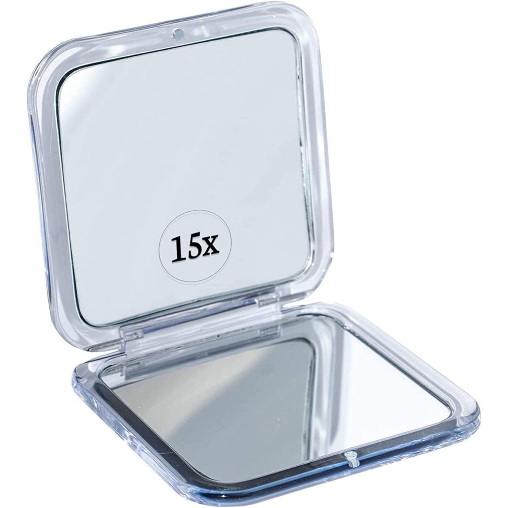 MIRRORVANA Small Compact 15X Magnifying Mirror for Travel - Handheld, Foldable & Lightweight - Mini Pocket-Sized Magnified Mirror for Purse - Square 3.3 x 3.3 MIRRORVANA Small Compact 15X Magnifying Mirror for Travel - Handheld, Foldable & Lightweight - Mini Pocket-Sized Magnified Mirror for Purse - Square 3.3 x 3.3