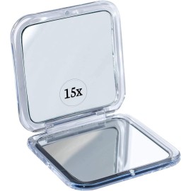 MIRRORVANA Small Compact 15X Magnifying Mirror for Travel - Handheld, Foldable & Lightweight - Mini Pocket-Sized Magnified Mirror for Purse - Square 3.3 x 3.3 MIRRORVANA Small Compact 15X Magnifying Mirror for Travel - Handheld, Foldable & Lightweight - Mini Pocket-Sized Magnified Mirror for Purse - Square 3.3 x 3.3