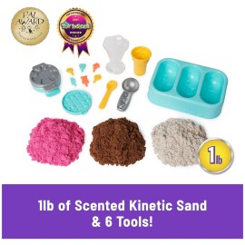 Kinetic Sand Scents, Ice Cream Treats Playset with 3 Colors Scented Play Sand & 6 Tools, Sensory Toys for Kids Ages 3 and up
