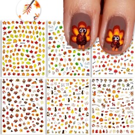 3D Thanksgiving Nail Art Stickers 6 Sheets Autumn Fall Nail Art Accessories Decals Self-Adhesive Maple Leaf Pumpkin Turkey Designs Sticker for Women Nail Arts DIY Nail Decorations Halloween Party 3D Thanksgiving Nail Art Stickers 6 Sheets Autumn Fall Nail Art Accessories Decals Self-Adhesive Maple Leaf Pumpkin Turkey Designs Sticker for Women Nail Arts DIY Nail Decorations Halloween Party