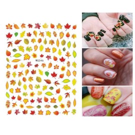 3D Thanksgiving Nail Art Stickers 6 Sheets Autumn Fall Nail Art Accessories Decals Self-Adhesive Maple Leaf Pumpkin Turkey Designs Sticker for Women Nail Arts DIY Nail Decorations Halloween Party