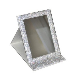 Bestbling Bling Portable Mirror Folding Travel Vanity Mirror with Desktop Standing Makeup Mirror for Cosmetics Beauty (Silver)