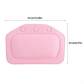 Bath Pillow, Bathtub Head Neck Support, Soft Foam Padded Spa Tub Headrest Back Shoulders Support Cushion Bathroom (Pink)