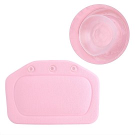 Bath Pillow, Bathtub Head Neck Support, Soft Foam Padded Spa Tub Headrest Back Shoulders Support Cushion Bathroom (Pink)