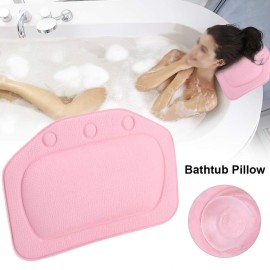Bath Pillow, Bathtub Head Neck Support, Soft Foam Padded Spa Tub Headrest Back Shoulders Support Cushion Bathroom (Pink)