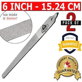 BeautyTrack 6-Inch Diamond Deb Nail File, for Manicure, Pedicure, Grooming Foot Skin, Podiatric Foot Care Instruments, Stainless Steel (Pack of 2, 2025 Stock), Pouch