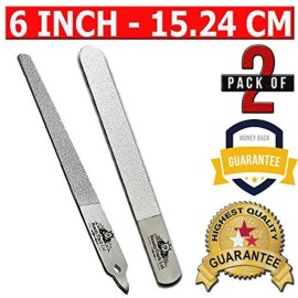 BeautyTrack 6-Inch Diamond Deb Nail File, for Manicure, Pedicure, Grooming Foot Skin, Podiatric Foot Care Instruments, Stainless Steel (Pack of 2, 2025 Stock), Pouch