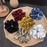 OCheng 9Pcs Silk Satin Hair Scrunchies Metallic Gold Silver Grey Scrunchie Hair Bobbles Ponytail Holder Brown Black Scrunchy Ropes Strong Elastic Hair for Women Girls