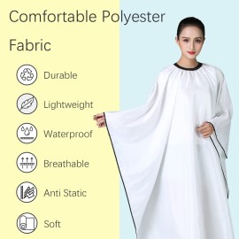 Iusmnur Barber Cape, Professional Hair Salon Cape with Adjustable Metal Clip, Shampoo Hair Cutting Cape for Barbers and Stylists - 55 x 63 inches (White) Iusmnur Barber Cape, Professional Hair Salon Cape with Adjustable Metal Clip, Shampoo Hair Cutting Cape for Barbers and Stylists - 55 x 63 inches (White)