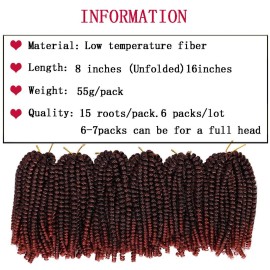 6 Packs Spring Twist Braiding Hair Spring Twists Twist Hair Synthetic Fiber Fluffy Twist Crochet Braids Low Temperature Twist Crochet Hair for Women Braiding Hair(8inch,T1B/350)