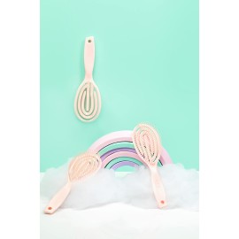 Crave Naturals FLEX DMC Detangling Brush for Natural Textured Hair - Flexible Hair Brush Detangler for Curly, Frizzy, Thick Hair - ROUND (Plastic)