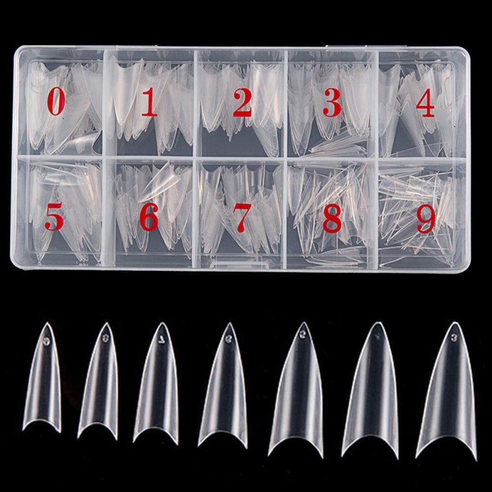 Beuniar Stiletto Nail Tips 500Pcs Short Sharp Ending False Acrylic Nails Tip Half Cover 10 Sizes with Box for Nail Salons Home DIY (Clear) Beuniar Stiletto Nail Tips 500Pcs Short Sharp Ending False Acrylic Nails Tip Half Cover 10 Sizes with Box for Nail Salons Home DIY (Clear)