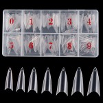 Beuniar Stiletto Nail Tips 500Pcs Short Sharp Ending False Acrylic Nails Tip Half Cover 10 Sizes with Box for Nail Salons Home DIY (Clear)