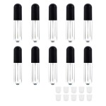 AJLTPA 10 Pieces Round Lip Gloss Tubes with Wand, 4.5ml Mini Lip Gloss Containers Empty, Lipgloss Wand Tubes with Rubber Stoppers for Women Cosmetics DIY (Black)