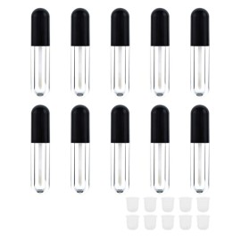 AJLTPA 10 Pieces Round Lip Gloss Tubes with Wand, 4.5ml Mini Lip Gloss Containers Empty, Lipgloss Wand Tubes with Rubber Stoppers for Women Cosmetics DIY (Black) AJLTPA 10 Pieces Round Lip Gloss Tubes with Wand, 4.5ml Mini Lip Gloss Containers Empty, Lipgloss Wand Tubes with Rubber Stoppers for Women Cosmetics DIY (Black)