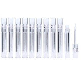 AJLTPA 10 Pieces Square Lip Gloss Tubes with Wand, 3ml Transparent Empty Lip Gloss Containers, Full Clear Lipgloss Balm Bottles with Rubber Inserts for DIY Lip Gloss, Lip Balm (Square Crystal)